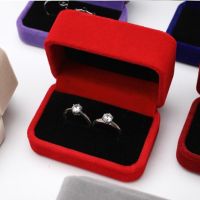 New Square Velvet Couple Double Ring Box Ring Earing Holder Case Display Wedding Engagement Ring Organizer Jewelry Packaging Box