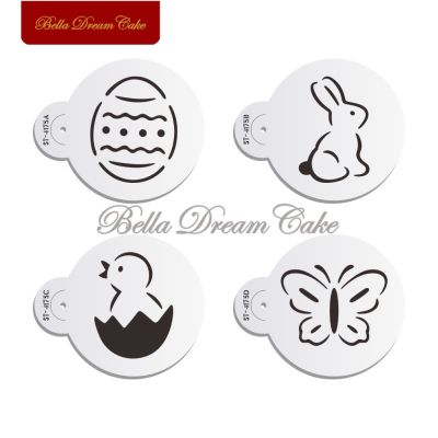 【YF】 3.15” Easter Eggs Bunny Macaron Cookies Stencil Coffee Stencils Template Plastic Cake Mould Decorating Tool Bakeware