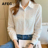 AFEG เสื้อเบลาส์แขนยาวปักลาย,แฟชั่นเกาหลีแบบลำลองใส่ได้กับทุกชุด