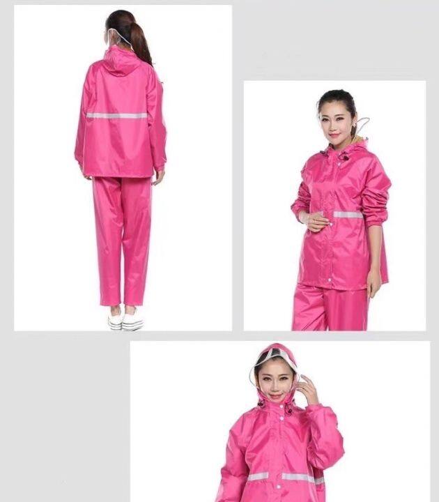 เสื้อกันฝน-waterproof-rain-suit-มีแถบสะท้อนแสง-รุ่น-หมวกติดเสื้อคุณภาพดีราคาถูกมีหลายสีให้เลือก