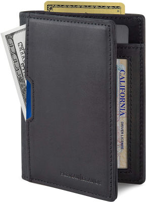 SERMAN BRANDS - Wallets for Men Slim Mens leather RFID Blocking Minimalist Card Front Pocket Bifold Travel Thin Charcoal Black 5.0