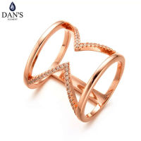 DANS แฟชั่นใหม่ส่วนประกอบ Bijoux แหวนยาวสำหรับผู้หญิงแหวนทรงวีคู่รูปตัว V พร้อม Zirconia Anillos ประดับประดาด้วยคิวบิคเซอร์โคเนีย #10386