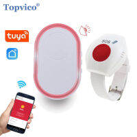 Topvico WIFI ปุ่มตื่นตระหนกสำหรับผู้สูงอายุปลุก SOS สร้อยข้อมือนาฬิกาการแจ้งเตือนการล่มสลายอาวุโสฉุกเฉินไร้สายผู้ดูแลเพจเจอร์ Tuya