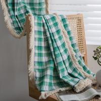 [Free ship] Imanqi rhyme curtain plaid yarn-dyed finished kitchen bay window semi-shading