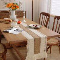 Table Runners Vintage Woven Handmade with Home Decor Tassel Cotton Linen Table Runner Long for Dining Table Party Decoration