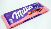 Milka Chocolate Bar Strawberry น้ำหนัก 100 กรัม BBF 25/04/24