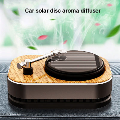【Cw】Car Aromatpy Air Fresher New Aromatpy Creative Solar Record Player Rotating Perfume Car Decoration ！