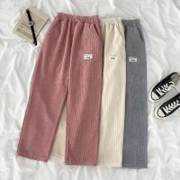 ‘；’ MEXZT Harajuku Thick Warm Corduroy Wide Leg Pants Women Winter Letter High Waist Elastic Sweatpants Women Chic Korean Y2k Pants