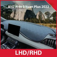 แผ่นคลุมแผงหน้าปัดรถยนต์สำหรับ BYD Atto 3หยวนบวก2022 2023ขับด้านขวา Dashmat ปลอกพรมกันลื่นอุปกรณ์เสริมแผงหน้ารถยนต์