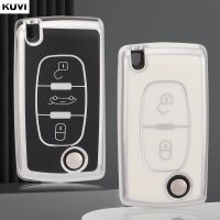 โครงเปลือกนอกเคส Kunci Remote Mobil TPU แบบใหม่สำหรับ Peugeot 107 207 307 308 407 607 3008 5008สำหรับ C5 Citroen Xsara Picasso C6ไม่มีกุญแจ C8