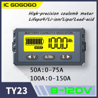 ใหม่8V- 120V 100A TY23เครื่องทดสอบแบตเตอรี่ Coulomb Counter Meter ตัวบ่งชี้ความจุ Li-Ion Lifepo4เครื่องตรวจจับ Coulometer โวลต์มิเตอร์