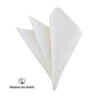 GIORGIO DEL SARTO Silk White Pocket Square B ผ้าเสียบสูทไหมสีขาว 100%Silk