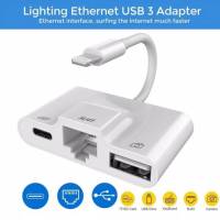 3 in 1 Adapter สำหรับ Lightning to LAN 100Mbps Ethernet RJ45 อะแดปเตอร์ OTG USB Reader สำหรับ iPhone/iPad