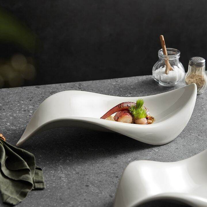 cod-irregular-characteristic-tableware-leaf-shaped-ceramic-plate-salad-advanced-sashimi-artistic-conception-dish-set-cold