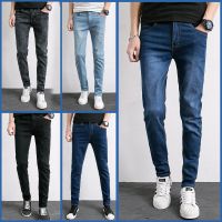CODna68138 COD Summer Thin Jeans Mens Slim jeans Pants Mens Korean Style Trend Spring Solid Color Straight Denim Pants