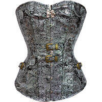 Printed steel buckle silver European and American retro large buckle court tight body suit