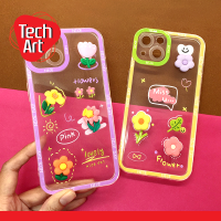 iPhone 7 / 6+ / 11 / 12 / 12promax / 13 / 13promax เคสมือถือ นิ่มใส กันกล้อง ซิลิโคน TPU ติดดอกไม้นูน