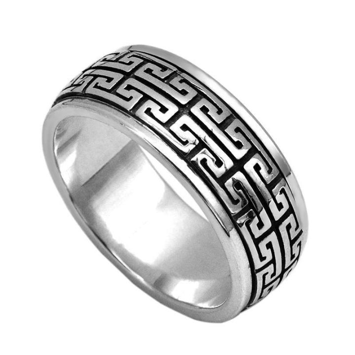 plun-s925-เงินสเตอร์ลิงรูปแบบกำแพงเมืองจีน-มั่งคั่ง-โชคลาภ-โชคลาภ-หมุนได้-แหวนแฟชั่น-แหวนผู้ชายและผู้หญิง-แหวนนำโชค-เสริมดวง-เสริมโชคลาภ-ซ่อมแซม-เสริมทรัพย์-รับความรัก
