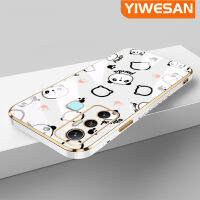 YIWESAN เคสสำหรับ Infinix Hot 12 Pro Hot 11 2022 Hot 12 Play เคส12i NFC ลายการ์ตูนน่ารักแพนด้าข้าวปั้นใหม่กรอบสี่เหลี่ยมชุบเคสซิลิก้าเจลนิ่มกันกระแทกเคสมือถือเลนส์กล้องถ่ายรูปฝาครอบป้องกัน