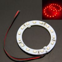 【 SALE】2X12V 60MM 15 LED 3528ชิป SMD รถแองเจิลตาสีแดงสดแหวนไฟใหม่