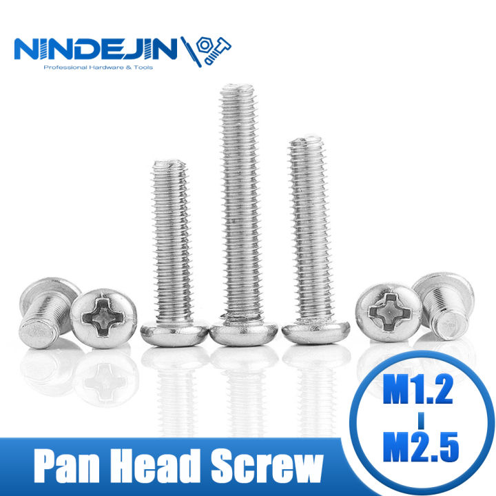 nindejin-สกรูหัวกลมแบบไขว้-สกรูเครื่องทำจากสเตนเลสสตีล-m1-2-m1-4-m1-6-m2-m2-5-10-20-50ชิ้น