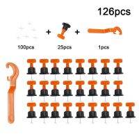 FHOI ที่ปรับระดับกระเบื้องปูพื้นผนังระบบปรับระดับกระเบื้องได้126ชิ้นสเปเซอร์พร้อมประแจเครื่องมือเสริมสำหรับปูกระเบื้อง