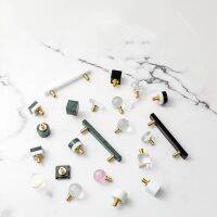 【CW】 Marble Handle Cabinet Knob Drawer Pulls Patchwork Wood Door Handles and Knobs Decoration