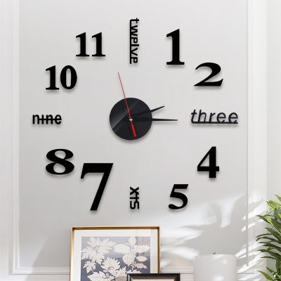 [Timmo House]3D Mirror Number Wall Clock Stickers 40cm Modern Design Acrylic Minimalist DIY Digital Wall Clocks for Home Art Living Room Office Decoration Clock