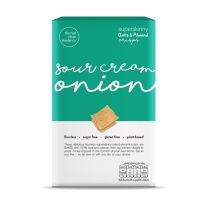 The Real Clean Snacks Superskinny Oat &amp; Almond Crisps Sour Cream Onion โอ๊ตและอัลมอนด์อบกรอบ รสซาวครีมและหัวหอม