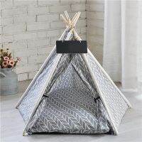 สัตว์เลี้ยงเต็นท์บ้านเตียงสุนัขแบบพกพาถอดล้างทำความสะอาดได้ Teepee ลูกสุนัขแมวในร่มและกลางแจ้งคอกสุนัขถ้ำกับเสื่อและกระดานดำ