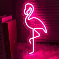 ﹉♘ I Love Flamingo Cactus unicorn LED Neon Sign Led Night Light for Girls Bedroom Bar Home Party Desk Decor Center Shop Decoration