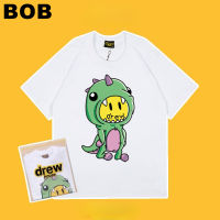 BOB Drew House เสื้อยืดลําลองสําหรับผู้ชายผู้หญิงผ้าฝ้ายแขนสั้นพิมพ์ลาย Justin Bieber Dinosaur ทรงหลวม tshirt S-3XL