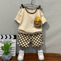 Boys Short-Sleeved Suit 2023 New Summer Childrens Handsome Trendy Childrens Summer Clothing Baby Sports Casual Clothes