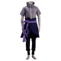 Anime Hokage Uchiha Sasuke Cosplay Costumes Shippuden Sasuke Third Generation Suit Halloween Costume Gray Tops Suit Wig Clothes