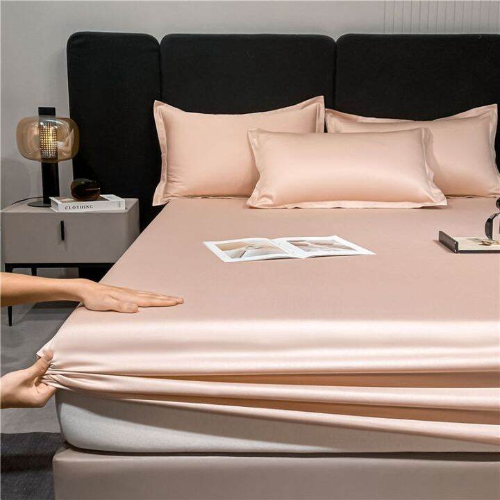 high-quality-long-staple-cotton-fitted-sheet-with-elastic-band-bed-sheet-solid-color-mattress-cover-queen-size-fit-cover