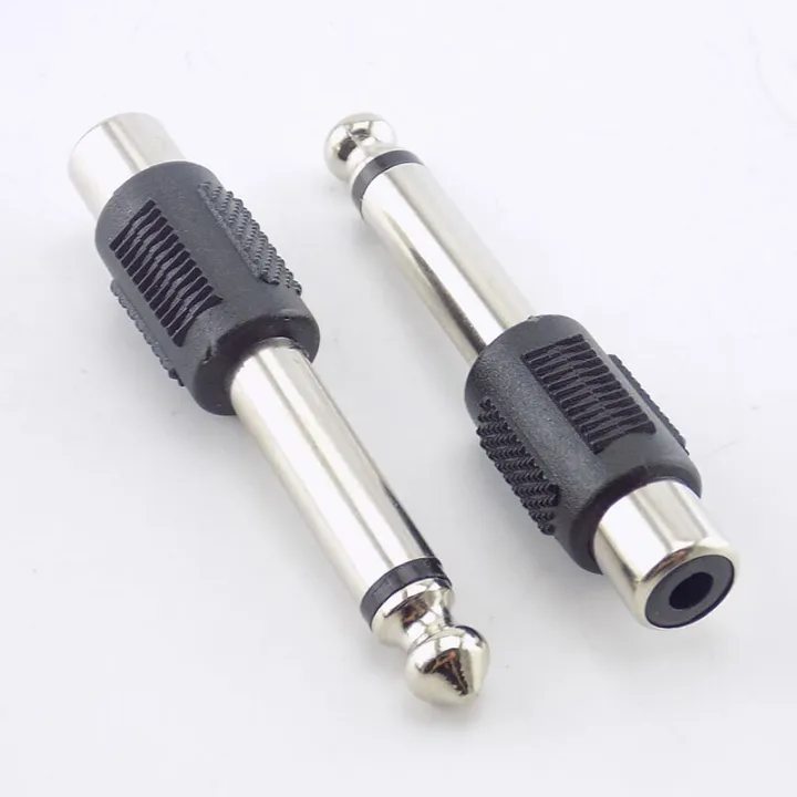 2pcs Rca Female Jack To 6 35mm 1 4 Male For Speaker Plug Adapter