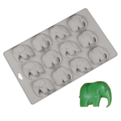 พิมพ์ซิลิโคน ช้าง 12 ช่อง(คละสี) 12 cavity elephants อย่างดี จึงสามารถสัมผัสกับอาหารได้