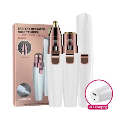 2 IN 1 Lipstick Lady Eyebrow Epilators Electric Trimmer USB Rechargeable Hair Removal Shaver LED Professional Razor Makeup Tools