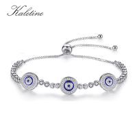 KALETINE Women Evil Eye Lucky Hamsa Bracelet Genuine 925 Sterling Silver Men Luxury Round Blue Eyes CZ Crystal Tennis Bracelet