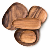 Wood lovesickness Wood Irregular Oval Solid Wood Pan Plate Fruit Dishes Saucer Tea Tray Dessert Dinner Plate Tableware Set