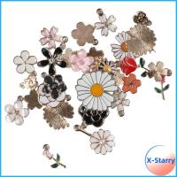 X-STARRY มีสี จี้เครื่องรางดอกไม้ โลหะผสมอัลลอยด์ ธีมดอกไม้ดอกไม้ ต่างหูชาร์ม สำหรับทำเครื่องประดับ จี้ชาร์มเคลือบ สำหรับสร้อยคอสร้อยข้อมือต่างหู