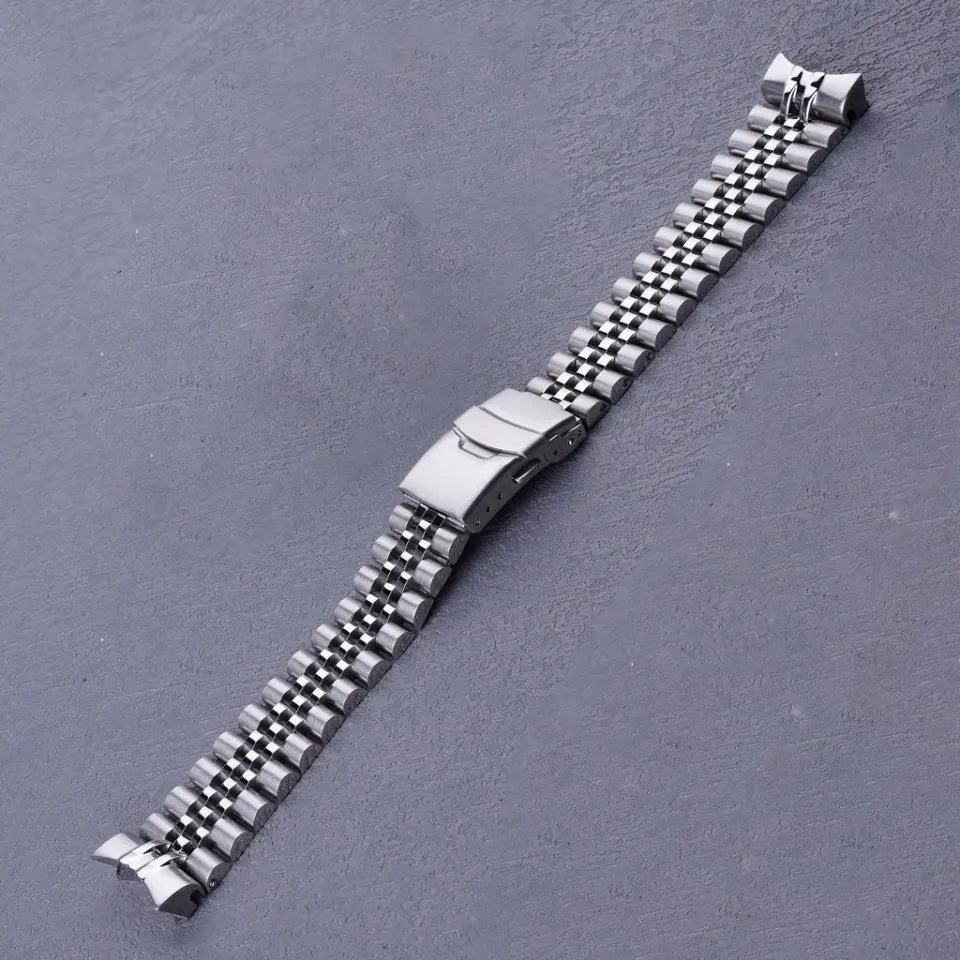 22mm Silver Jubilee Hollow Curved end WatchBand Bracelets For