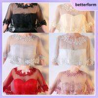 BETTERFORM สำหรับผู้หญิง ลำลองแบบสบายๆ เจ้าสาวในบ้าน สง่างามเรียบหรู ผ้าคลุมไหล่ลายลูกไม้ เสื้อคลุมแต่งงาน ชุดราตรีคลุมไหล่