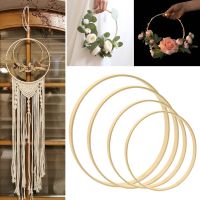 5Pcs 10-30cm Home Decor Bamboo Ring Wooden Circle Round Catcher DIY Hoop For Flower Wreath House Garden Plant Decor Hanging