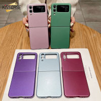 KISSCASE หรูหราบางเฉียบอบสีสีทึบโทรศัพท์พีซีสำหรับ Samsung Galaxy Z Flip 4 Flip4เคสกันกระแทกป้องกันรอยขีดข่วนเปลือกสำหรับ Samsung Z พลิก3 Flip3 5G