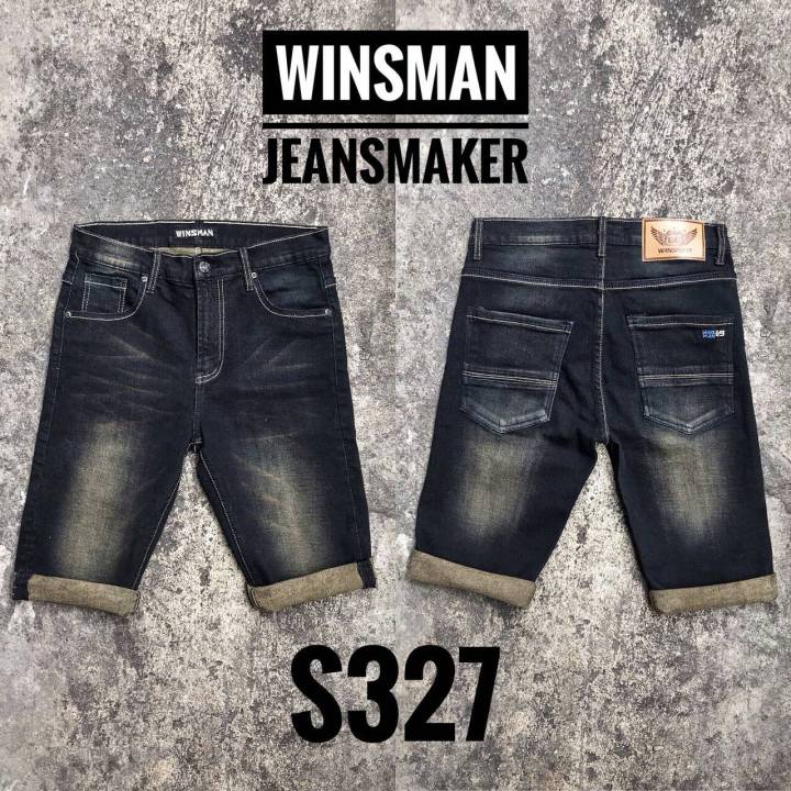 jeans-ยีนส์ยืดชาย-กางเกงยีนส์ขาสั้น-กางเกงขาสั้นชาย-เดฟ-ผ้ายืด-skinny-winsman-เป้าซิป-size-28-42