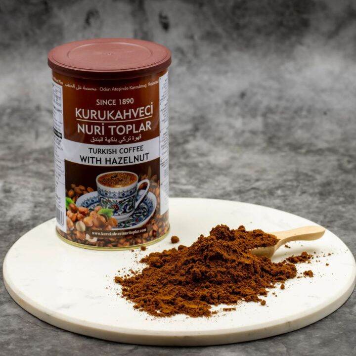KURUKAHVECI NURI TOPLAR TURKISH COFFEE with HAZELNUT FLAVOR (250g ...