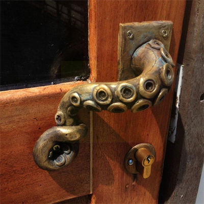 【CW】Vintage Door Knob Resin Octopus Shape Door Handle Pulls Hardware Furniture Outdoor Household Decoration