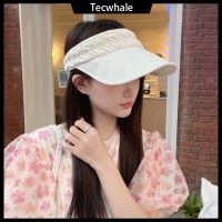 Tecwhale หมวกบังแดด2023ใหม่จีบสีพื้นขอบใหญ่ผ้าคลุมหน้าหมวกบังแดดกันแดดในโลกไซเบอร์ที่ว่างเปล่า