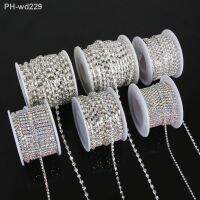 10 yards/roll White AB/Bright Strass Silver Base Densify Claw SS6-SS18(2mm-4.5mm) Cup Chain For Dress Design